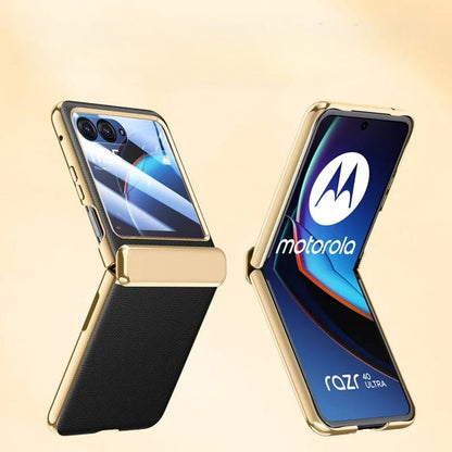 Foldable Phone Case for Motorola Razr with Screen Protector & Electroplated Frame – Slim Vegan Leather Protection