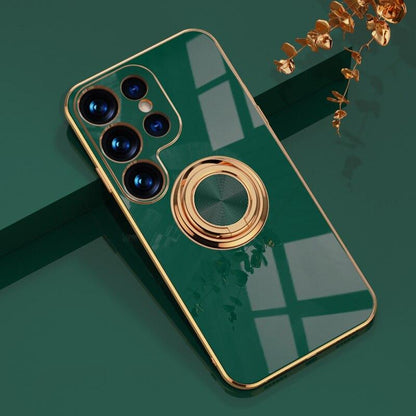Rotating Ring Grip Phone Case for Samsung Galaxy – Magnetic Car Mount Compatible, Shock-Absorbing TPU with Microfiber Lining for S21-S26