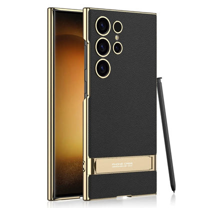 Samsung Galaxy Phone Case with Built-In Stand – Slim TPU Protection in Leather, Brushed & Carbon Fiber Finishes for S24, S25, S26 Ultra, Z