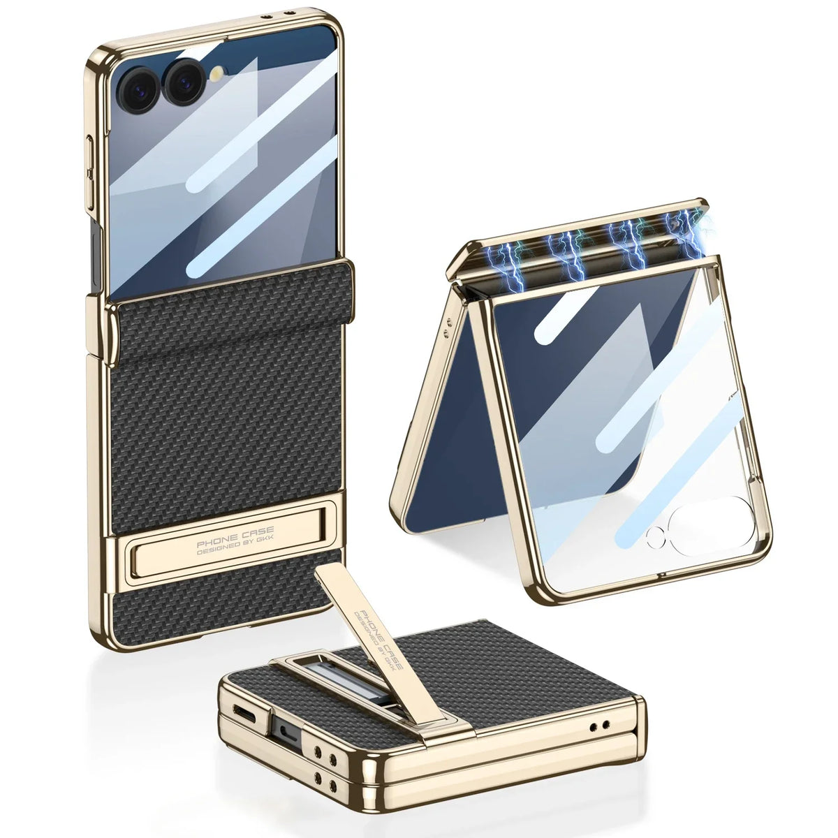 Samsung Galaxy Phone Case with Built-In Stand – Slim TPU Protection in Leather, Brushed & Carbon Fiber Finishes for S24, S25, S26 Ultra, Z