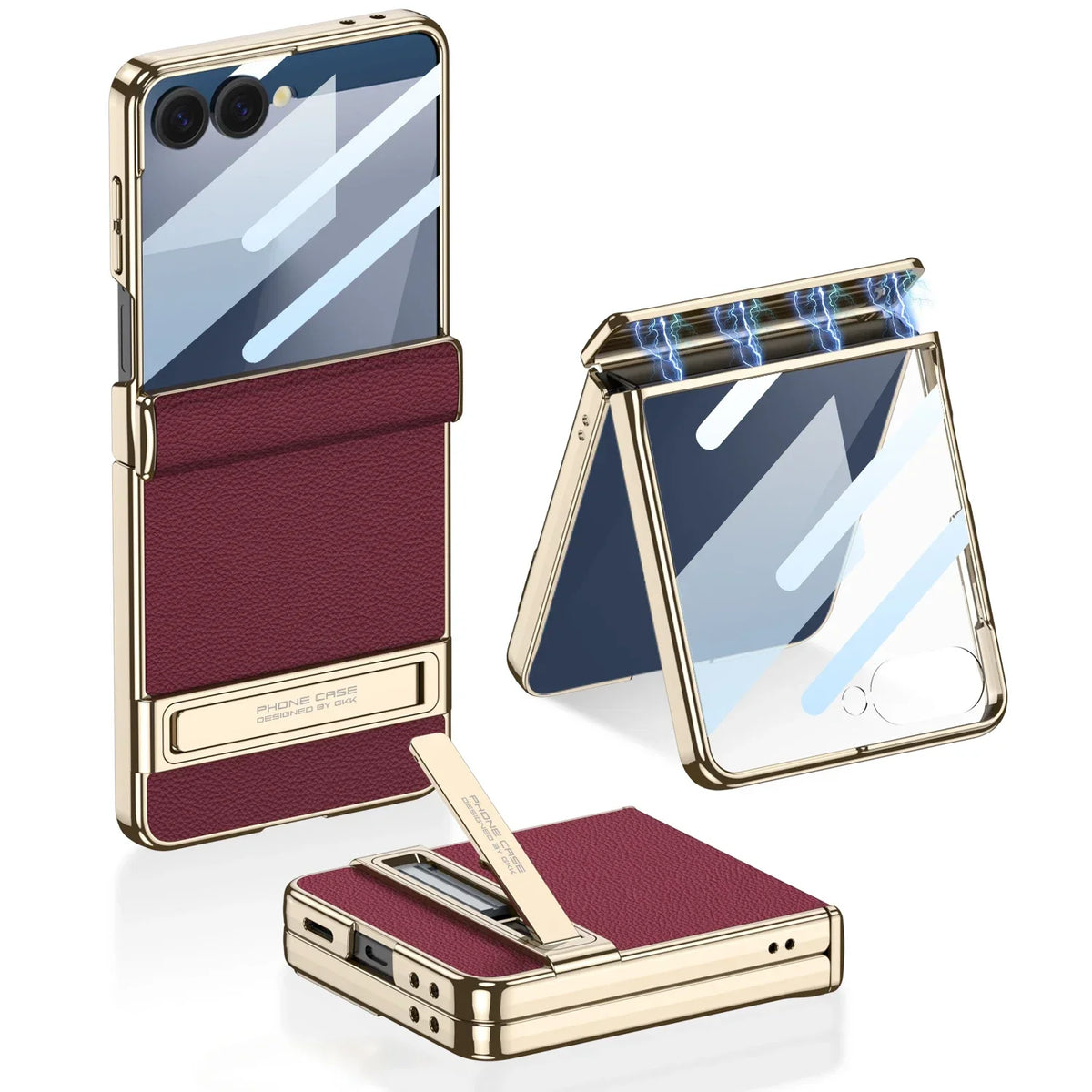 Samsung Galaxy Phone Case with Built-In Stand – Slim TPU Protection in Leather, Brushed & Carbon Fiber Finishes for S24, S25, S26 Ultra, Z
