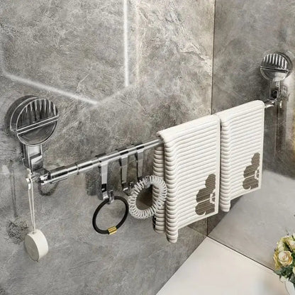 Barre porte-serviettes extensible avec ventouses, 60-120 cm, en acier inoxydable, organisateur mural sans perçage pour cuisine, salle de bain, douche et buanderie