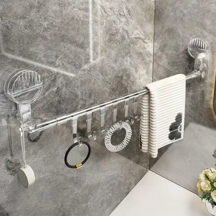 Barre porte-serviettes extensible avec ventouses, 60-120 cm, en acier inoxydable, organisateur mural sans perçage pour cuisine, salle de bain, douche et buanderie