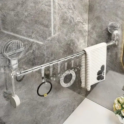 Barre porte-serviettes extensible avec ventouses, 60-120 cm, en acier inoxydable, organisateur mural sans perçage pour cuisine, salle de bain, douche et buanderie