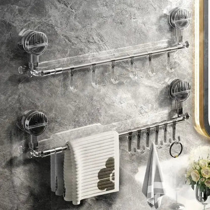 Barre porte-serviettes extensible avec ventouses, 60-120 cm, en acier inoxydable, organisateur mural sans perçage pour cuisine, salle de bain, douche et buanderie