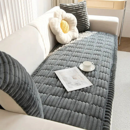 Protège-coussin de canapé en microfibre matelassée avec envers antidérapant – Housse de meuble en flanelle douce pour canapé de salon et canapé d'angle