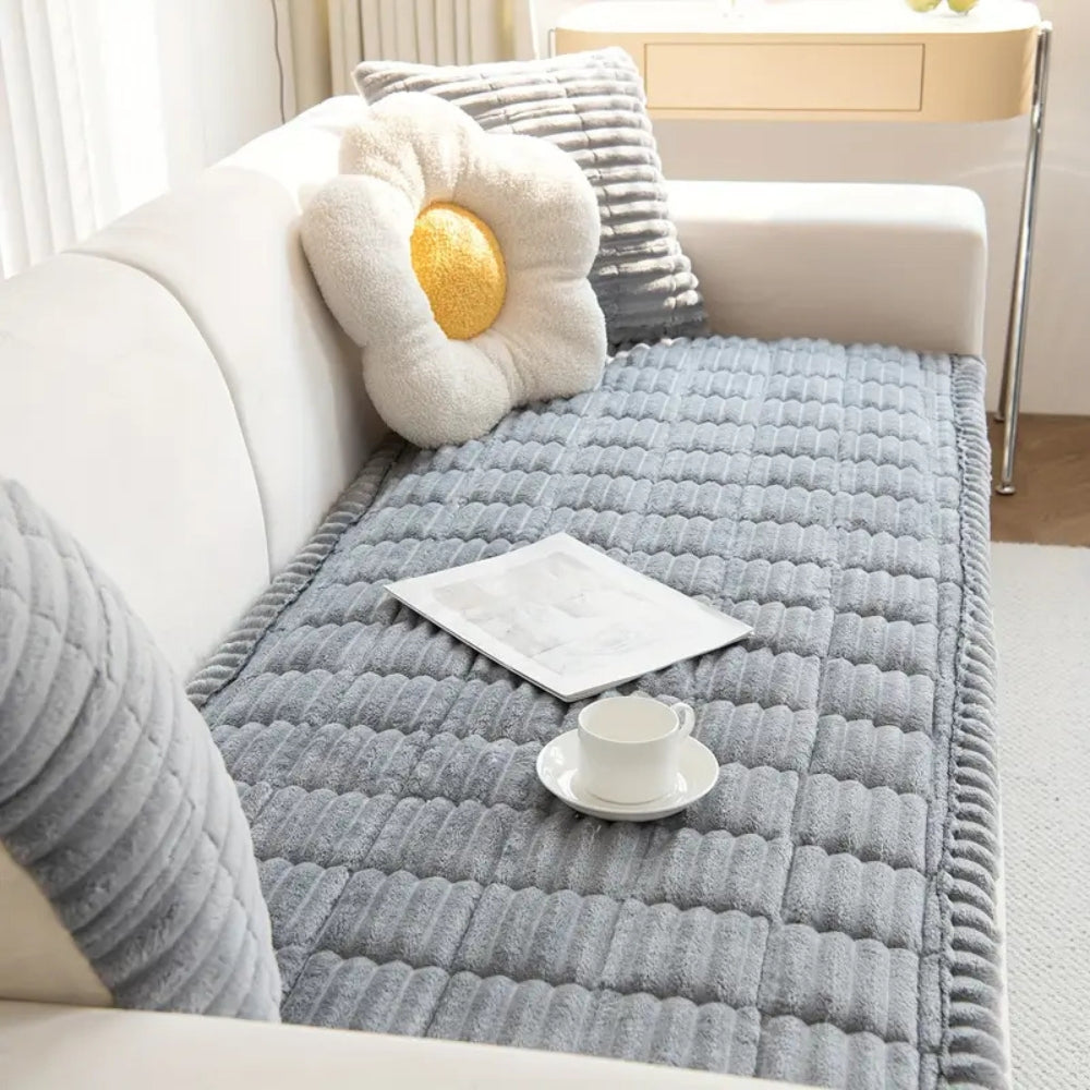Protège-coussin de canapé en microfibre matelassée avec envers antidérapant – Housse de meuble en flanelle douce pour canapé de salon et canapé d'angle