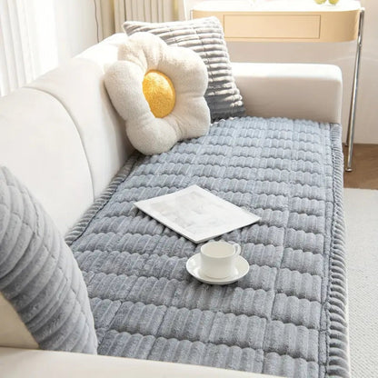 Protège-coussin de canapé en microfibre matelassée avec envers antidérapant – Housse de meuble en flanelle douce pour canapé de salon et canapé d'angle