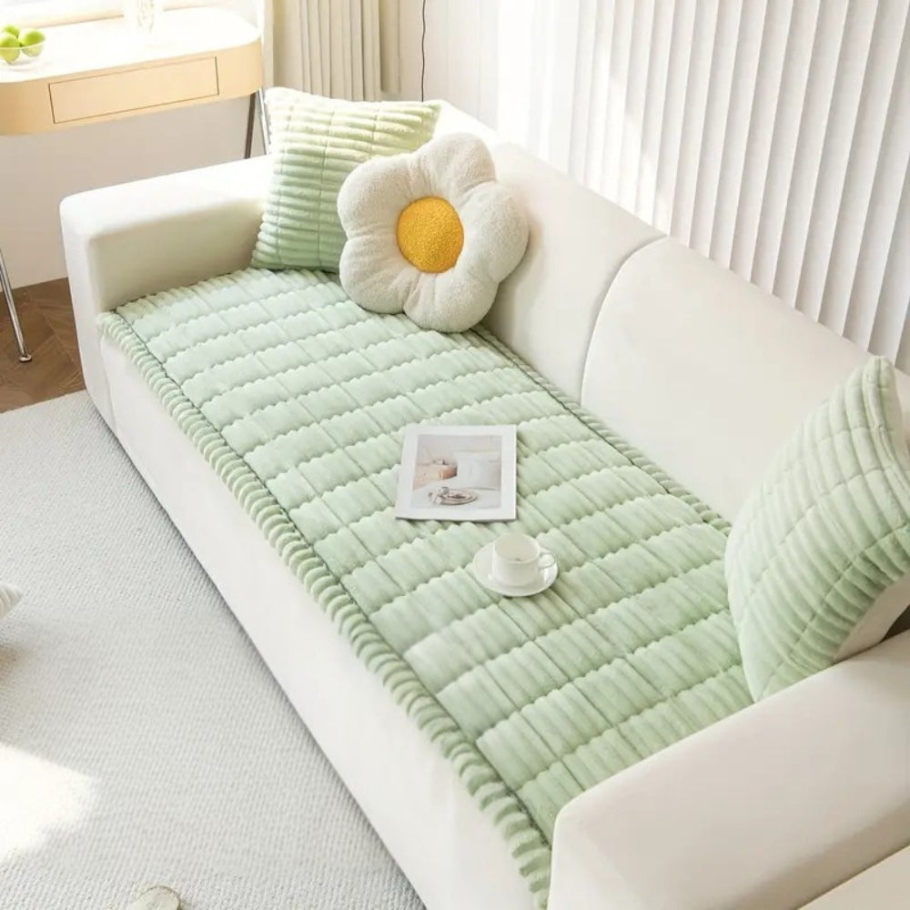 Protège-coussin de canapé en microfibre matelassée avec envers antidérapant – Housse de meuble en flanelle douce pour canapé de salon et canapé d'angle