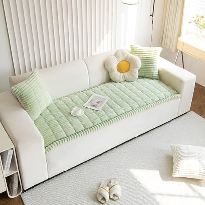 Protège-coussin de canapé en microfibre matelassée avec envers antidérapant – Housse de meuble en flanelle douce pour canapé de salon et canapé d'angle