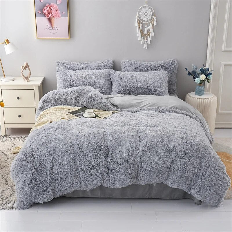 Parure de lit en peluche à la douceur veloutée | Confort douillet pour toutes les saisons