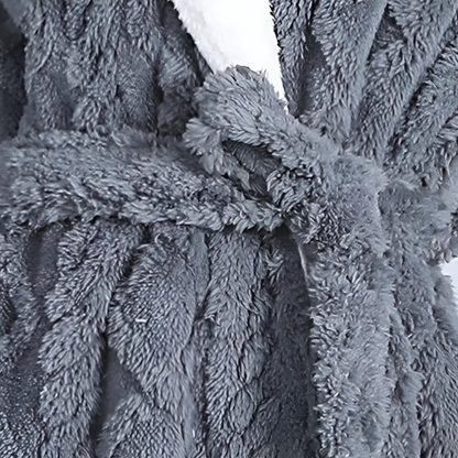 Plush Long Hooded bath Robe - Soft Fabric, Cozy Comfort for Women