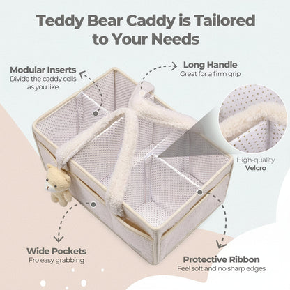 Plush Sherpa Diaper Caddy Organizer with Adjustable Dividers | Versatile Baby Storage Solution for Easy Nursery Organization