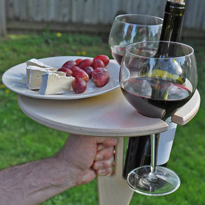 Plynn Foldable Picnic Table - Wooden Wine and Snack Support