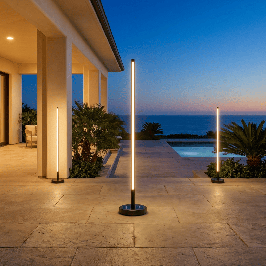 Solar-Powered Patio Floor Lamp with Wireless Charging for Outdoor Spaces