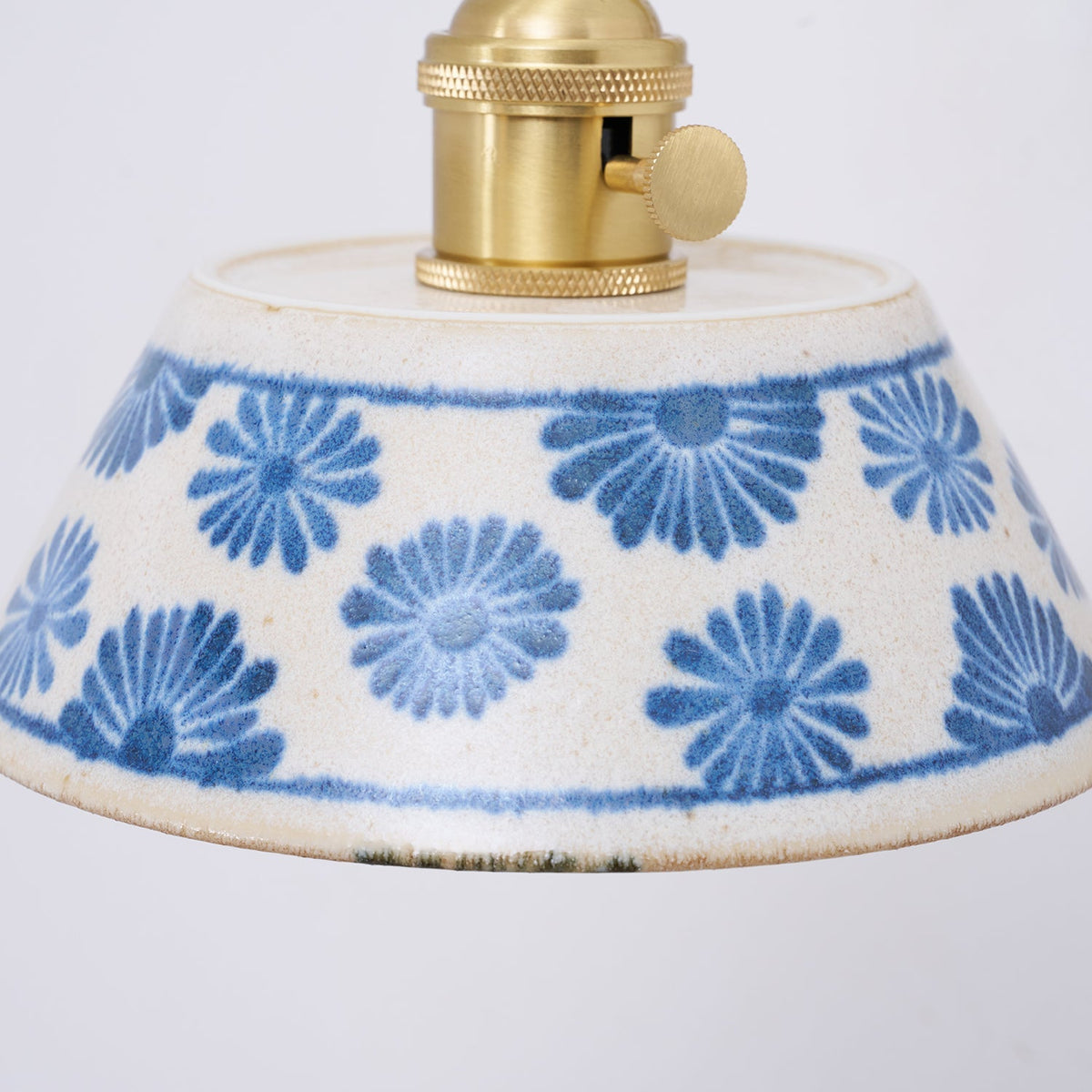 Ceramic Sconce with Brass Hardware in Blue & White – Hardwired E26 Socket for Bathroom, Bedroom & Hallway Accent Lighting