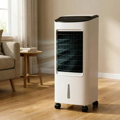 Rafraîchisseur d'air évaporatif sur pied avec télécommande – Unité de refroidissement portable pour chambre, bureau et espace de vie – Conception sans fenêtre, sur roulettes