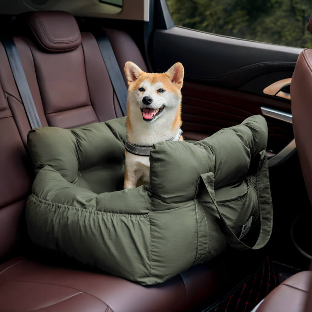 Portable Pet Carrier Booster Seat with Safety Harness and Washable Cover for Small Dogs