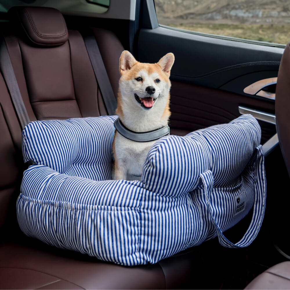 Portable Pet Carrier Booster Seat with Safety Harness and Washable Cover for Small Dogs