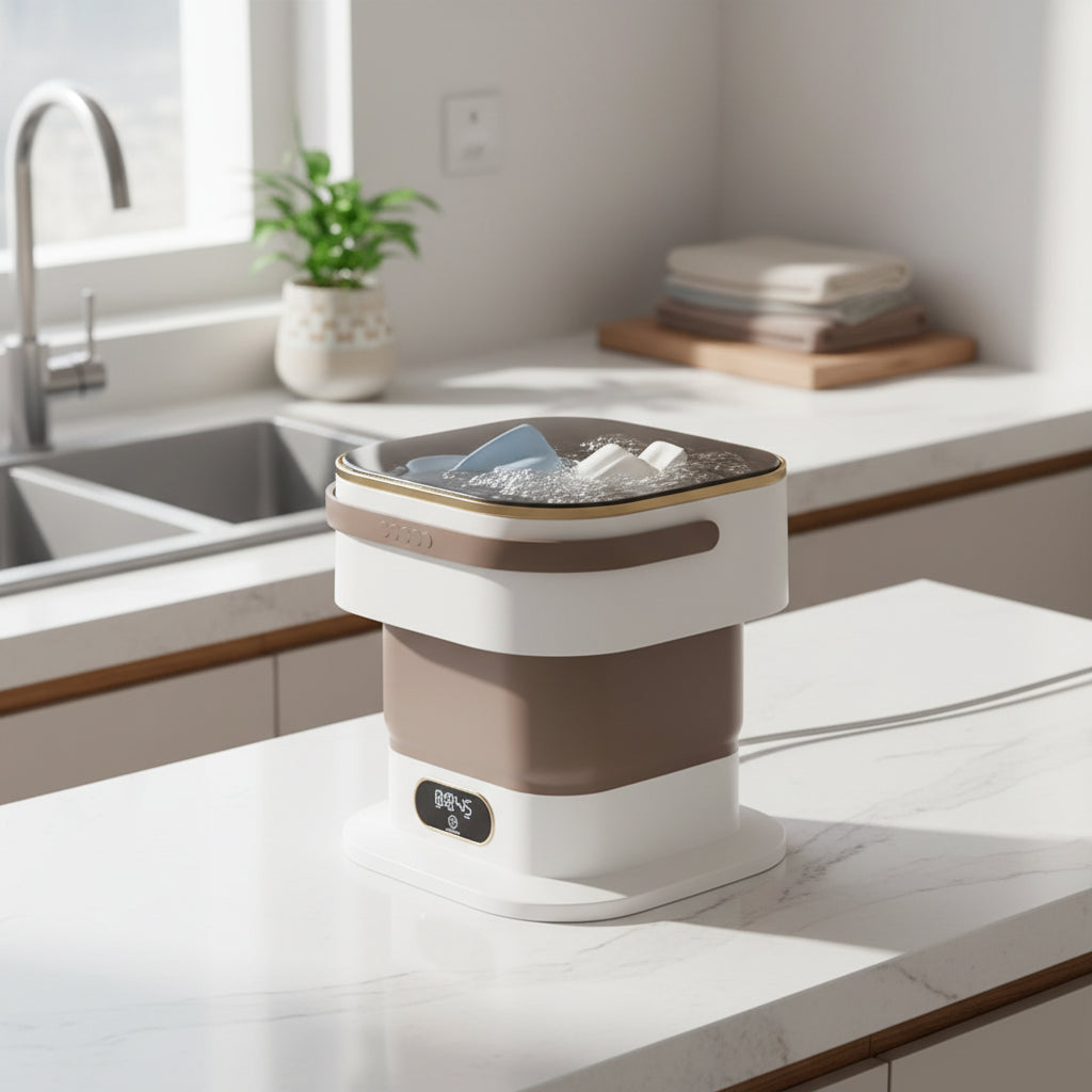 Lave-linge compact | Mini machine à laver portable avec design pliable | Efficace pour les petites charges