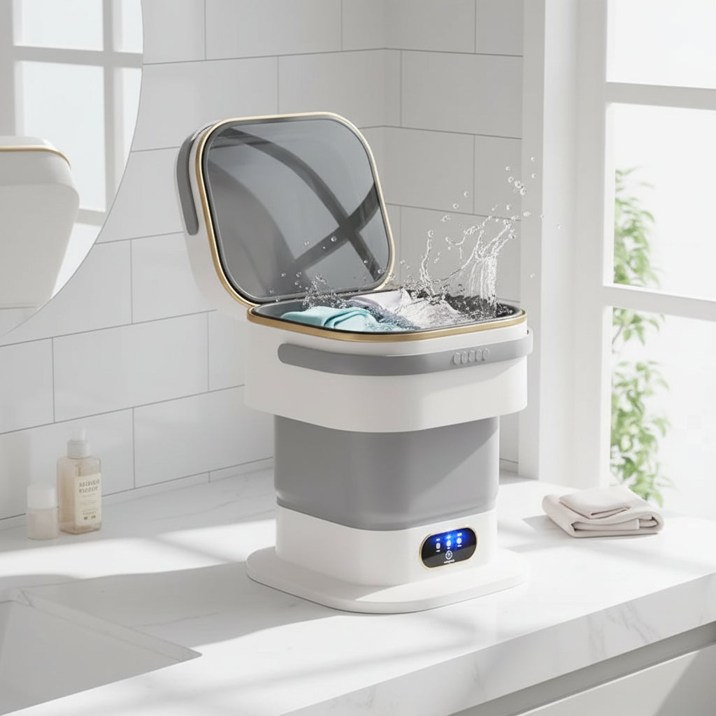 Lave-linge compact | Mini machine à laver portable avec design pliable | Efficace pour les petites charges
