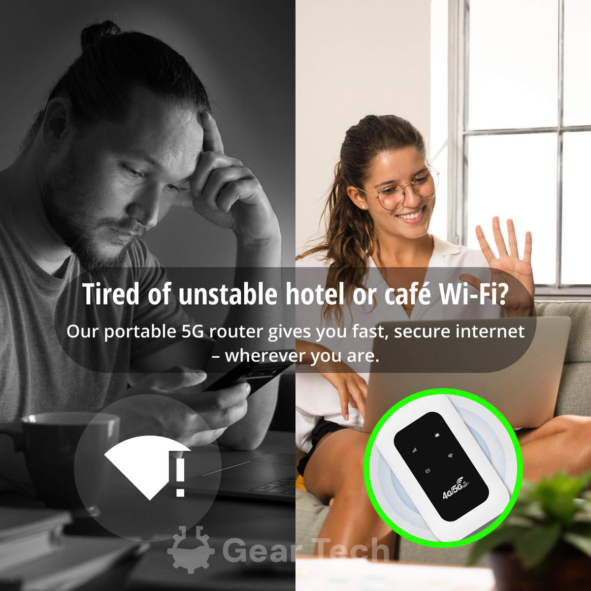 Portable 4G LTE Mobile Hotspot Router with 8-Hour Battery – Connect 10 Devices – Unlocked Travel WiFi for Car, Camping, RV, Business Trips