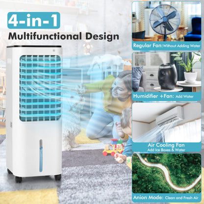 Rafraîchisseur d'air portable | Ventilateur évaporatif 4-en-1 avec réservoir d'eau de 12 L | Flux d'air personnalisable pour le confort de la maison