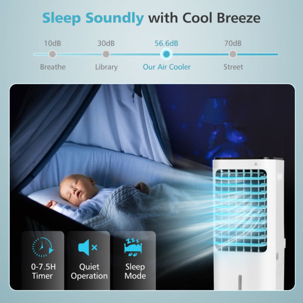 Rafraîchisseurs d'air portables 4 en 1, refroidisseur par évaporation avec réservoir d'eau de 12 L, ventilateur rafraîchissant humidificateur avec télécommande, refroidisseur de pièce