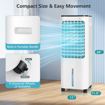 Rafraîchisseur d'air portable | Ventilateur évaporatif 4-en-1 avec réservoir d'eau de 12 L | Flux d'air personnalisable pour le confort de la maison
