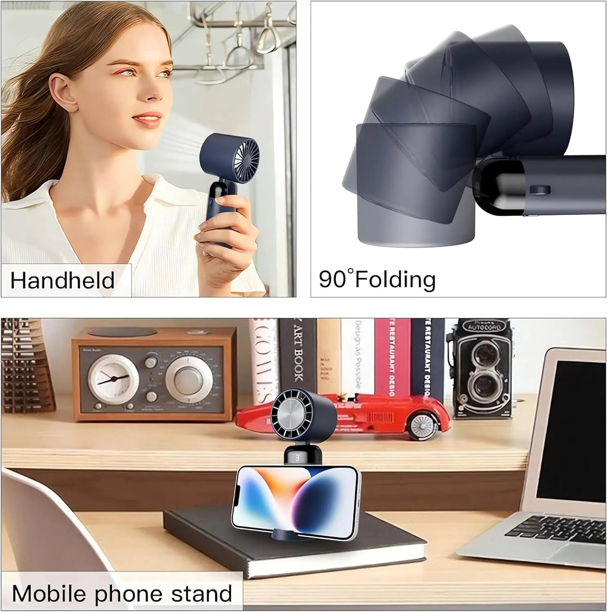 Portable Electric Cooling Fan with 3-Speed Settings & Ice Compression | Compact Design for Instant Heat Relief