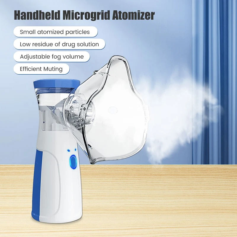 Handheld Mesh Nebulizer – Whisper-Quiet Personal Breathing Treatment Device for Adults & Kids, USB Rechargeable Travel Inhaler
