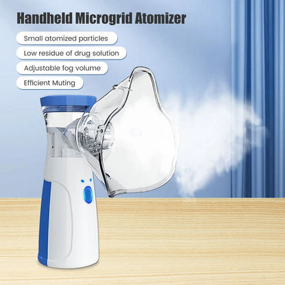Handheld Mesh Nebulizer – Whisper-Quiet Personal Breathing Treatment Device for Adults & Kids, USB Rechargeable Travel Inhaler