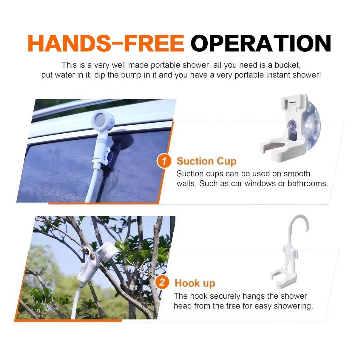 Portable Outdoor Shower | Battery-Powered with Adjustable Spray Modes | Ideal for Camping and Beach Activities