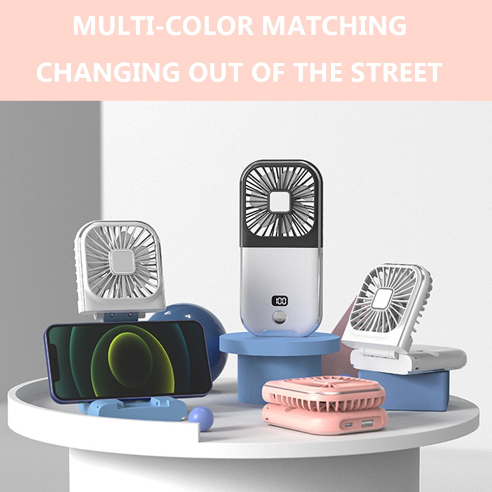 Portable Phone Holder with Cooling Fan & Rechargeable Battery for Summer Comfort