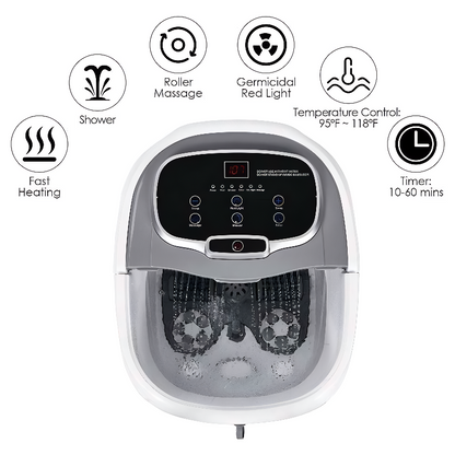Heated Foot Spa with Motorized Rollers, Water Jets & Red Light Therapy for Home Relaxation