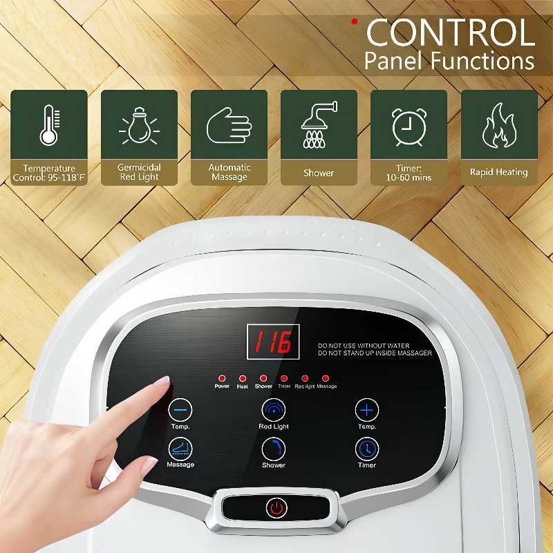 Heated Foot Spa with Motorized Rollers, Water Jets & Red Light Therapy for Home Relaxation