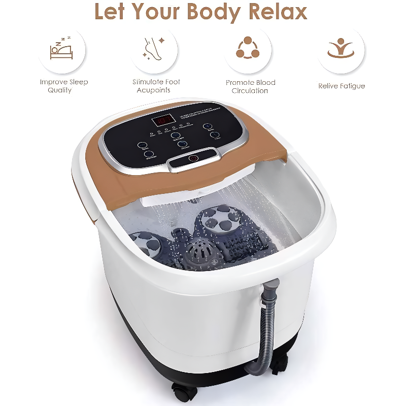 Heated Foot Spa with Motorized Rollers, Water Jets & Red Light Therapy for Home Relaxation