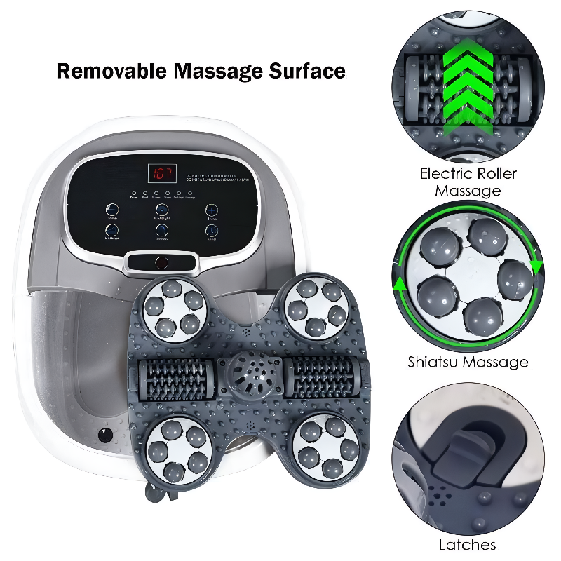 Heated Foot Spa with Motorized Rollers, Water Jets & Red Light Therapy for Home Relaxation