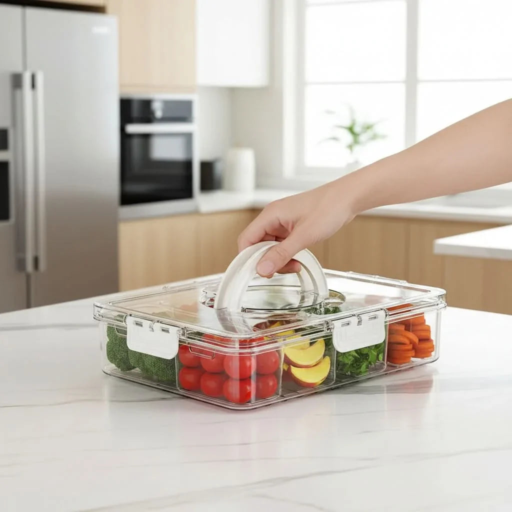 HOSTLIVA – Multi-Section Serving Tray for Fruits & Treats