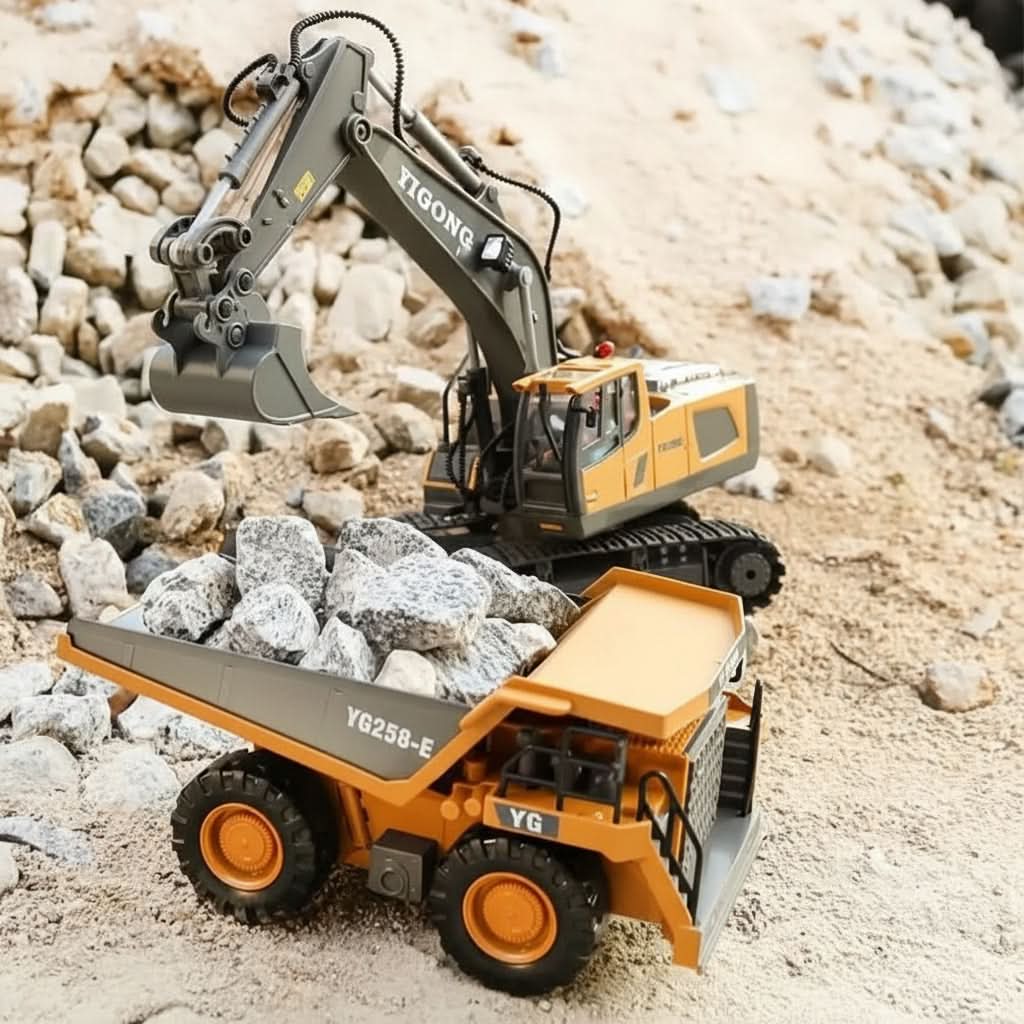 DIGGERX – Remote Controlled Excavator Toy with Movable Arm and 2.4GHz RC Digger for Realistic Construction Play