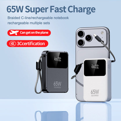 Batterie externe | Chargeur portable 65W avec charge rapide intelligente et affichage numérique | Compatible avec plusieurs appareils pour une alimentation en déplacement