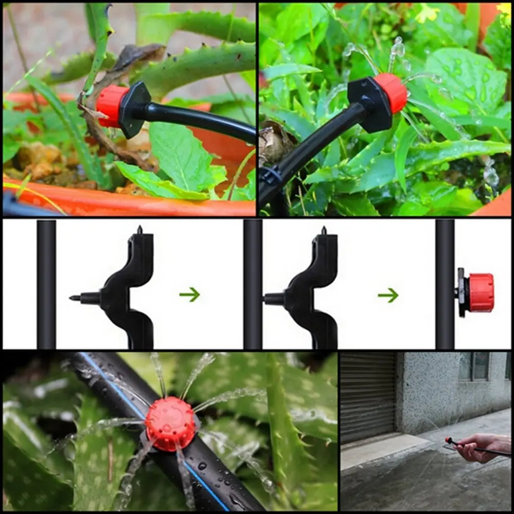 Adjustable Drip Irrigation Emitters 360° Flow Control 0.8 x 1 Inch UV-Resistant for Garden Beds Pots Greenhouse Micro Watering System Precis