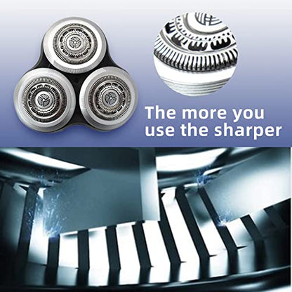 Replacement Rotary Blade Cartridge Compatible with Select Electric Shavers – Silver 3-Head Assembly for Men's Grooming