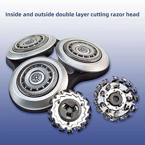 Electric Shaver Heads Replacement, Shaving Head with Foil Cutter for Rotary Razors, Razor Head with Easy Installation