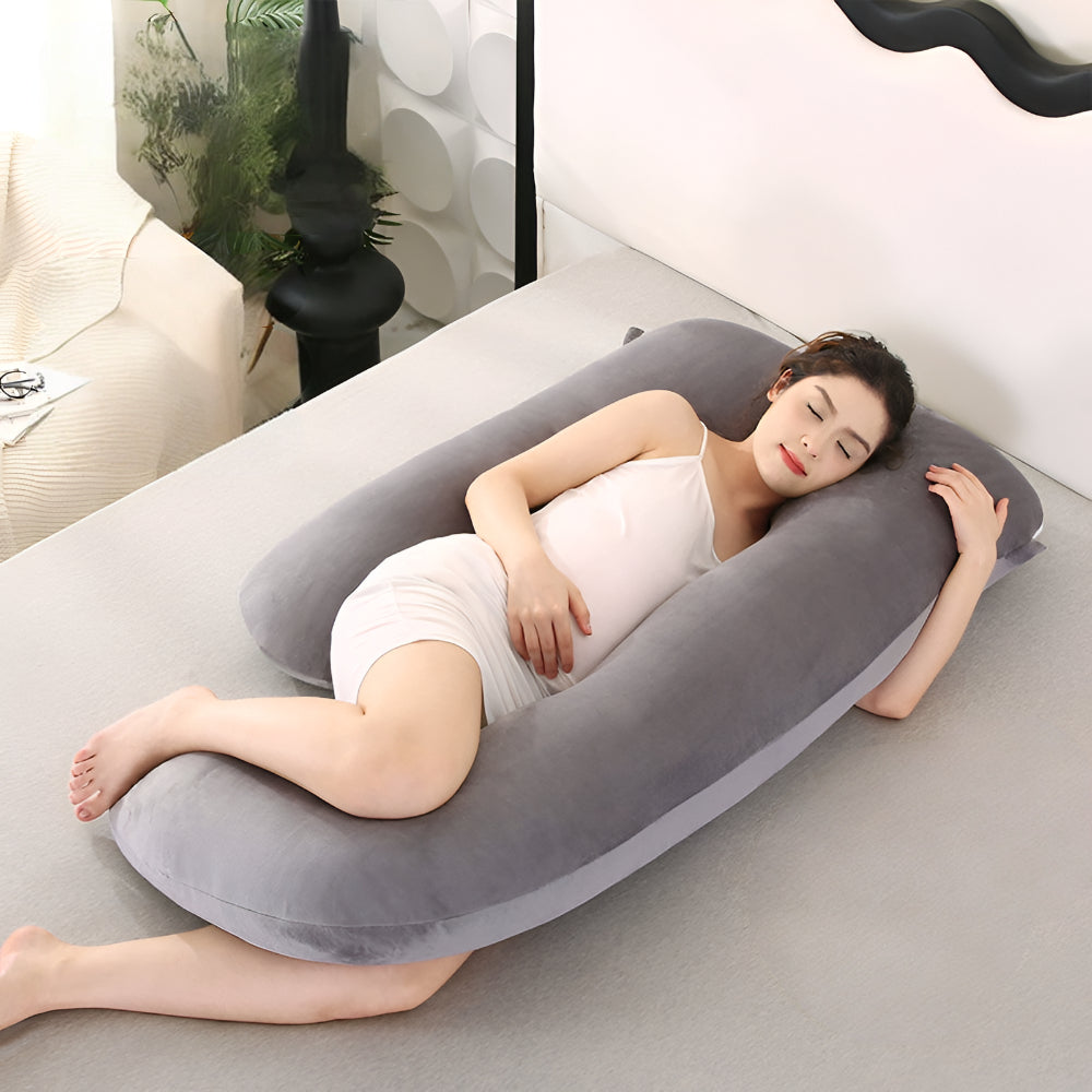 Maternity Support Cushion Full-Body U-Shaped Sleep Pillow for Pregnancy Nursing Lounging Back Hip Belly Leg Relief Washable Cover