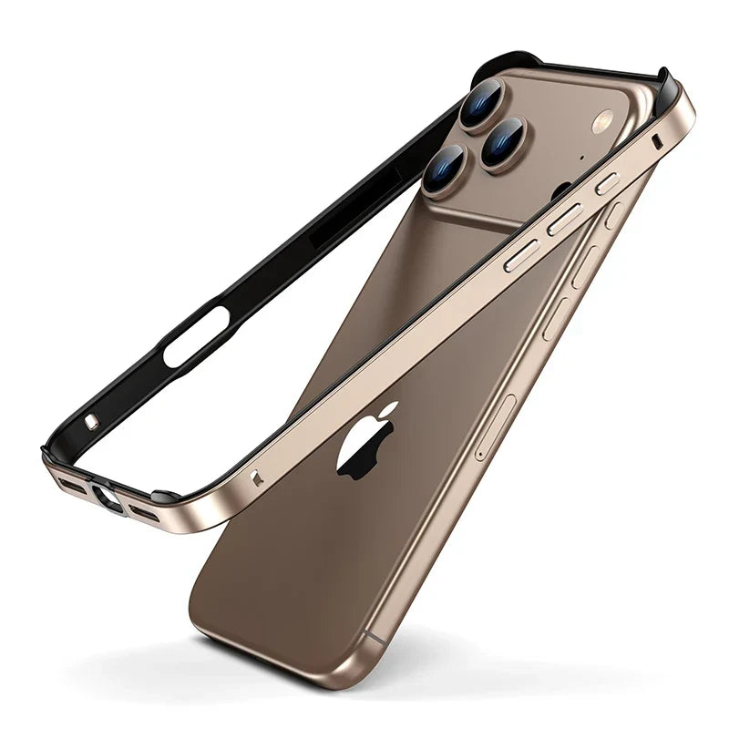 Aluminum iPhone Bumper Case – Raised Corner Guard, Wireless Charging Compatible, Precision Button Cutouts for 17/16/15 Series