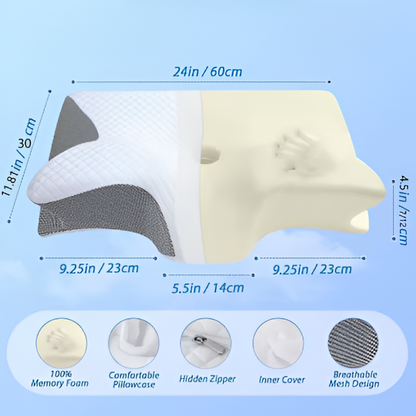 Memory Foam Cervical Support Pillow for Neck & Spine Alignment – Ergonomic Sleep Pillow for Back, Side & Stomach Sleepers