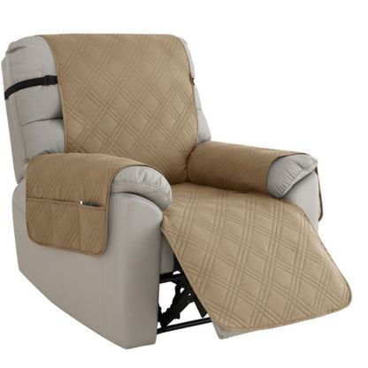 Recliner Chair Cover Waterproof Quilted Throw Protector with Side Pocket Non-Slip Furniture Slipcover for Living Room Sofa Shield