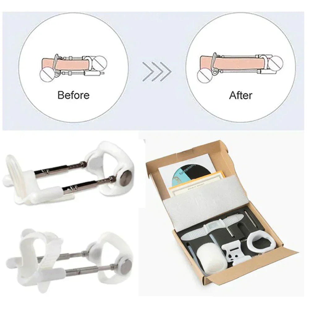 Penile Traction Device, Adjustable Male Extender with Stainless Steel and Silicone, Traction Device for Daily Use