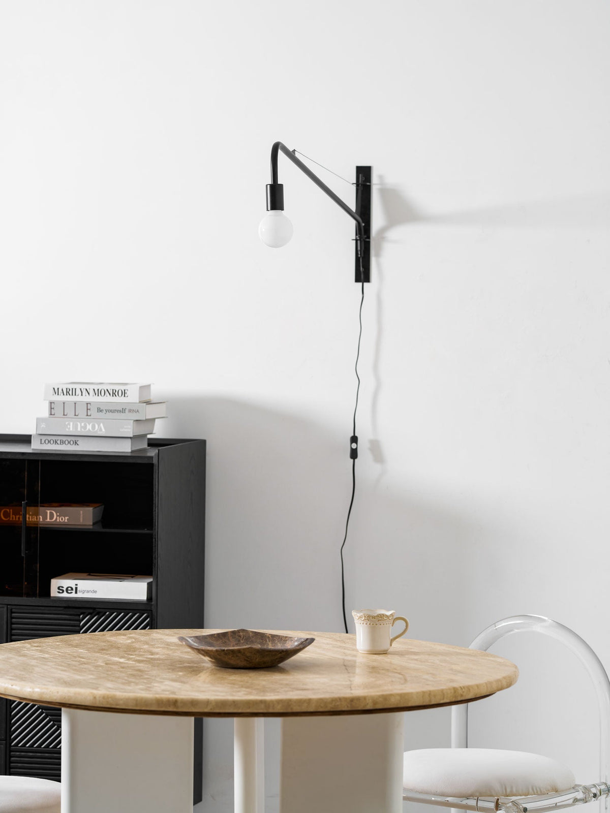 Adjustable Swing Arm Wall Sconce Black Iron 43 in Reach Modern Task Light for Office Living Room Bedroom Workspace Reading Ambient Lighting
